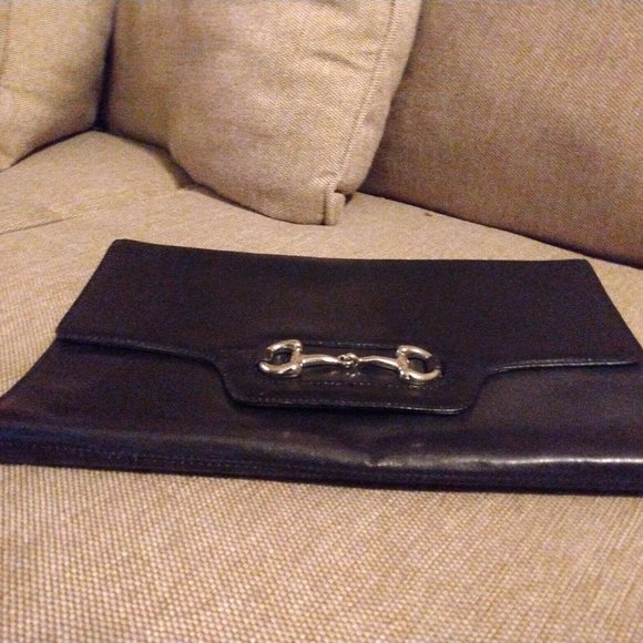 ❤️Vintage GUCCI Black Leather Horsebit Portfolio Clutch Valise Briefcase - Picture 4 of 7